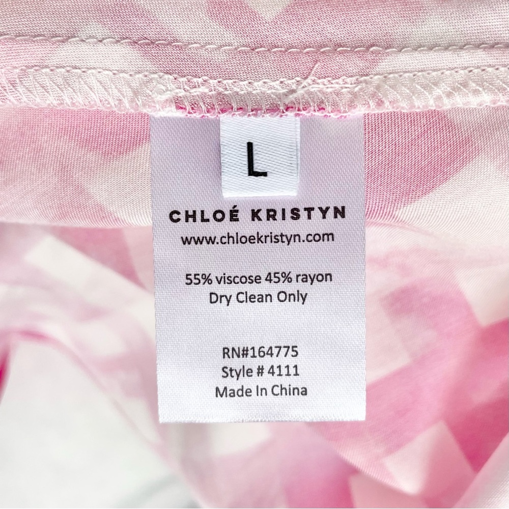 New Chloe Kristyn Gingham Satin Double Strap Cowl Neck Tank Top Pink Size Large - Picture 13 of 16